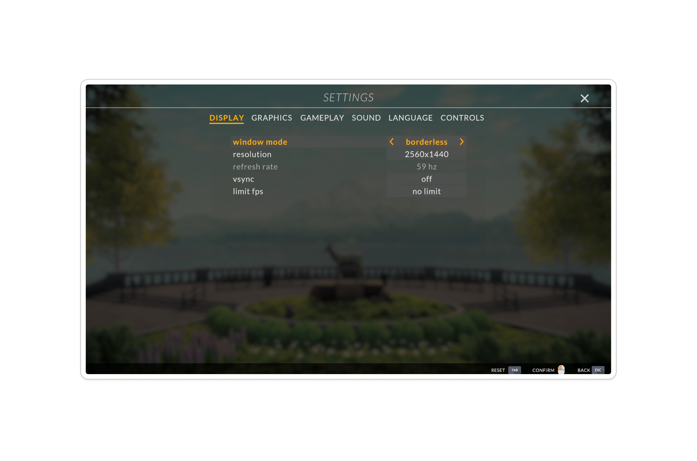 Settings UI reference, tabbed minimal settings screen used as structural inspiration